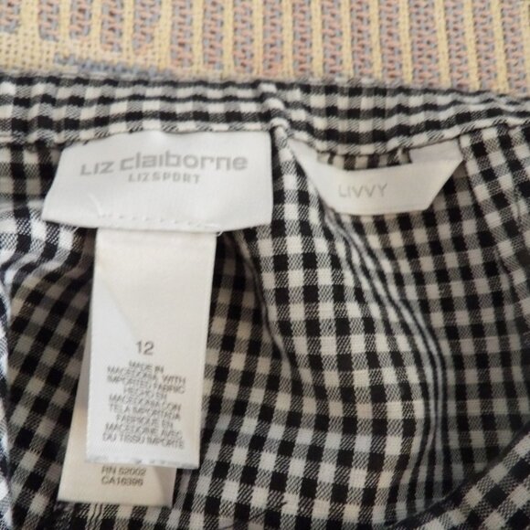 Liz Claiborn Gingham Linen Blend Capri Pants Sz 12 - Picture 5 of 5